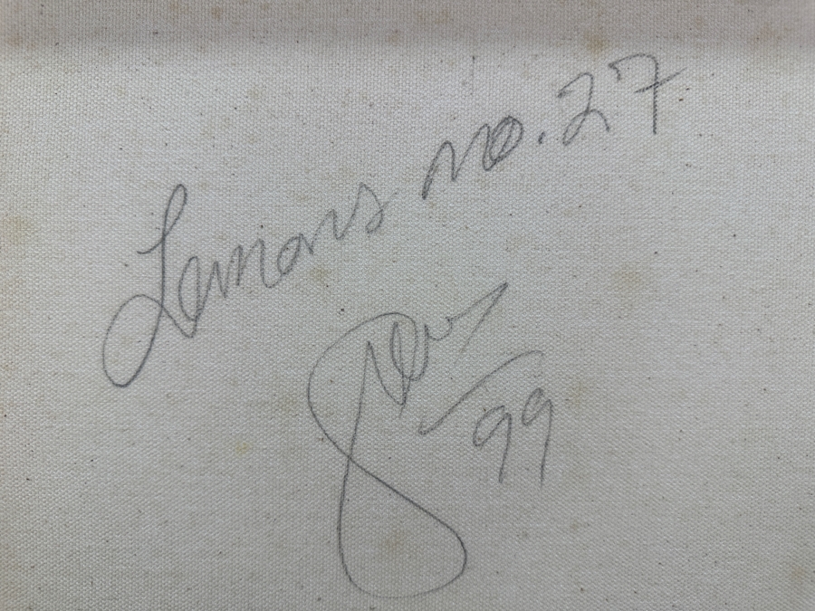 Gerrit Greve (1948-2024, Cardiff by the Sea, CA) Original Acrylic Sand Painting On Canvas Titled 'Lemons #27' 1999 Signed Verso 16' X 20' Estimate $320 - $400 [Photo 6]