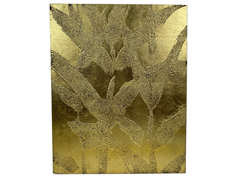 Gerrit Greve (1948-2024, Cardiff by the Sea, CA) Original Acrylic Sand Painting On Canvas Titled 'Plants #10' 1999 Signed Verso 16' X 20' Estimate $320 - $400