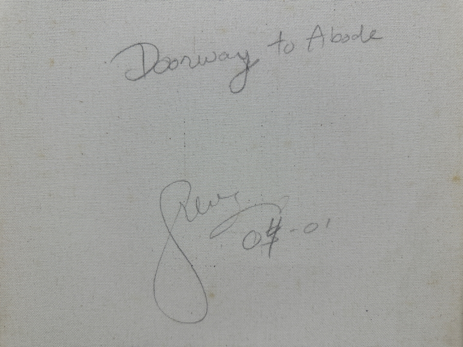 Gerrit Greve (1948-2024, Cardiff by the Sea, CA) Original Acrylic Sand Painting On Canvas Titled 'Doorway to Abode' 2004 Unsigned 16' X 20' Estimate $320 - $400 [Photo 6]