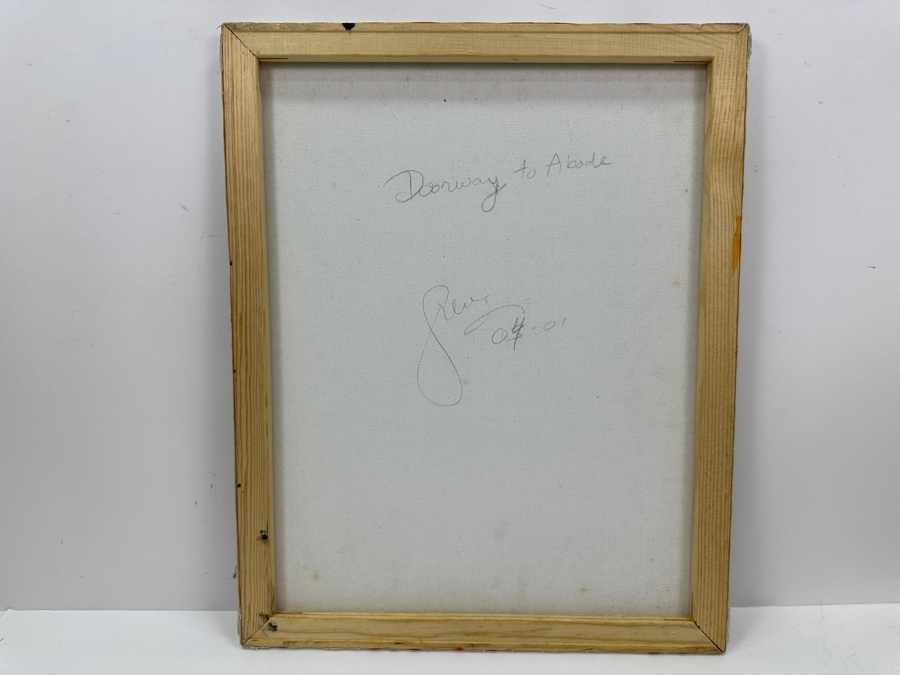 Gerrit Greve (1948-2024, Cardiff by the Sea, CA) Original Acrylic Sand Painting On Canvas Titled 'Doorway to Abode' 2004 Unsigned 16' X 20' Estimate $320 - $400 [Photo 5]
