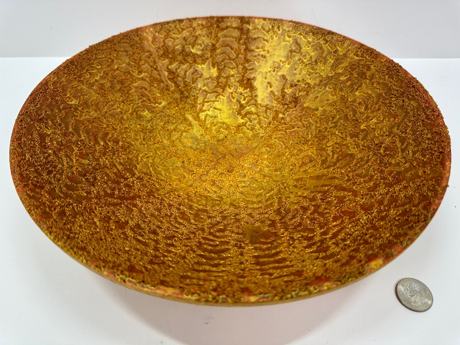 Gerrit Greve (1948-2024, Cardiff by the Sea, CA) Original Acrylic Sand Painted Vessel Bowl (These Were Coupled With His Paintings) 11.75W X 3H [Photo 3]