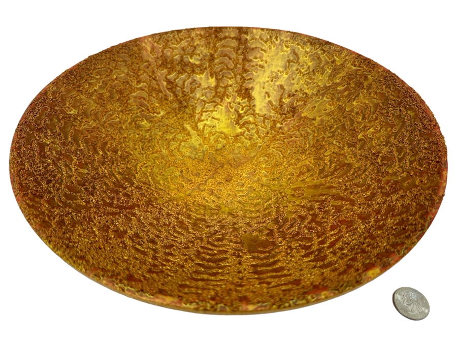 Gerrit Greve (1948-2024, Cardiff by the Sea, CA) Original Acrylic Sand Painted Vessel Bowl (These Were Coupled With His Paintings) 11.75W X 3H [Photo 1]