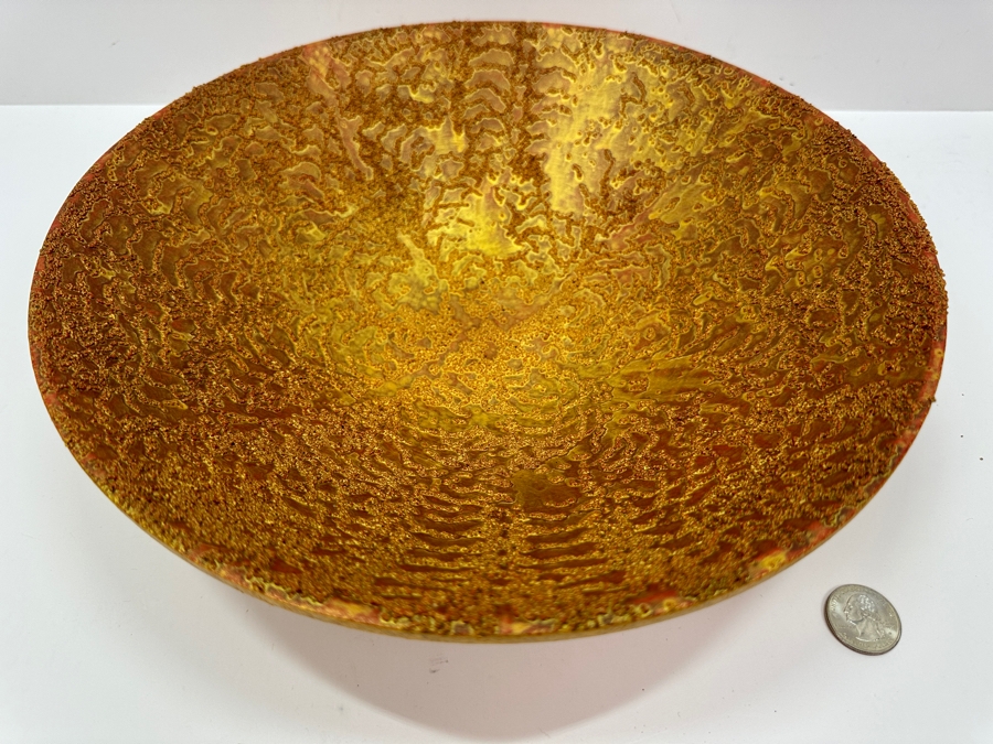 Gerrit Greve (1948-2024, Cardiff by the Sea, CA) Original Acrylic Sand Painted Vessel Bowl (These Were Coupled With His Paintings) 11.75W X 3H [Photo 2]