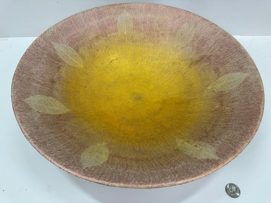 Gerrit Greve (1948-2024, Cardiff by the Sea, CA) Original Acrylic Painted Vessel Bowl (These Were Coupled With His Paintings) 17.5W X 4.5H	 [Photo 2]