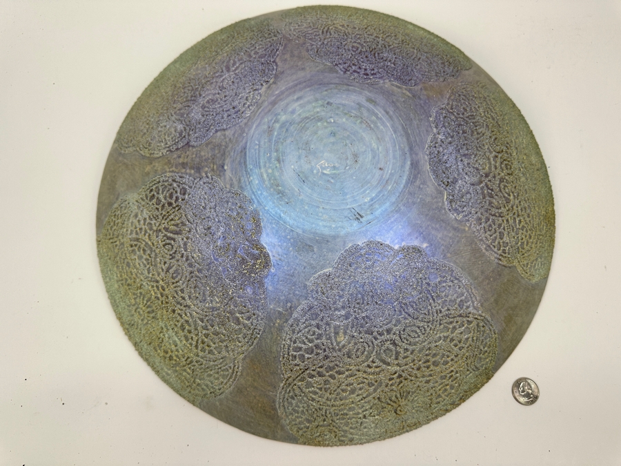 Gerrit Greve (1948-2024, Cardiff by the Sea, CA) Original Acrylic Painted Vessel Bowl (These Were Coupled With His Paintings) 17.5W X 4.5H	 [Photo 6]