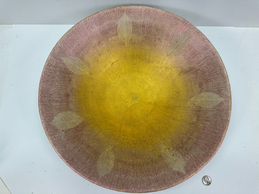 Gerrit Greve (1948-2024, Cardiff by the Sea, CA) Original Acrylic Painted Vessel Bowl (These Were Coupled With His Paintings) 17.5W X 4.5H	 [Photo 4]
