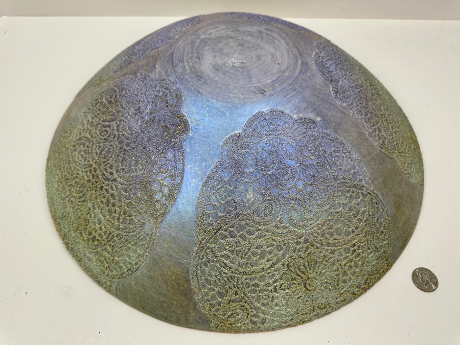 Gerrit Greve (1948-2024, Cardiff by the Sea, CA) Original Acrylic Painted Vessel Bowl (These Were Coupled With His Paintings) 17.5W X 4.5H	 [Photo 7]