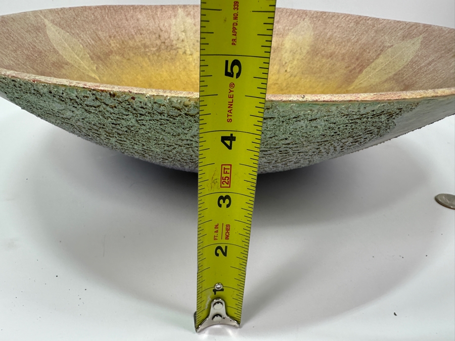 Gerrit Greve (1948-2024, Cardiff by the Sea, CA) Original Acrylic Painted Vessel Bowl (These Were Coupled With His Paintings) 17.5W X 4.5H	 [Photo 11]