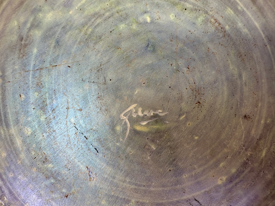 Gerrit Greve (1948-2024, Cardiff by the Sea, CA) Original Acrylic Painted Vessel Bowl (These Were Coupled With His Paintings) 17.5W X 4.5H	 [Photo 8]