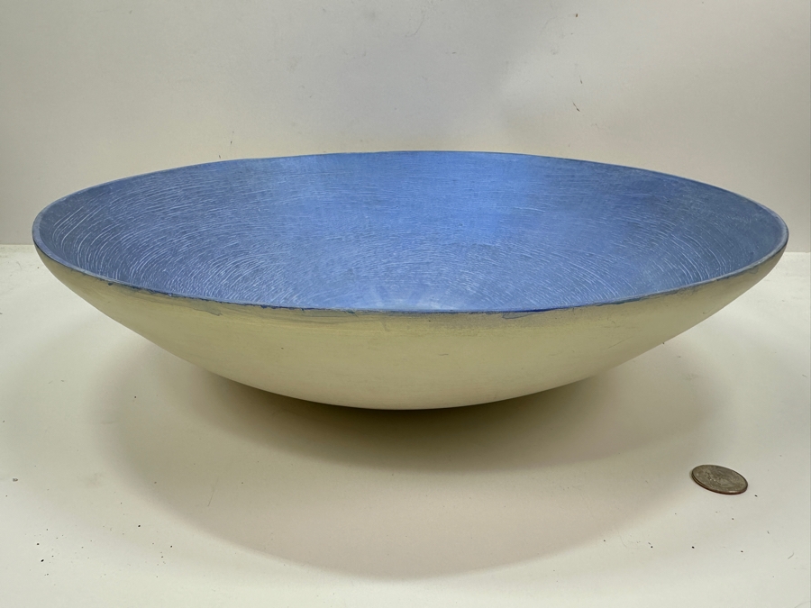 Gerrit Greve (1948-2024, Cardiff by the Sea, CA) Original Acrylic Painted Vessel Bowl (These Were Coupled With His Paintings) 18W X 4.5H	 [Photo 6]