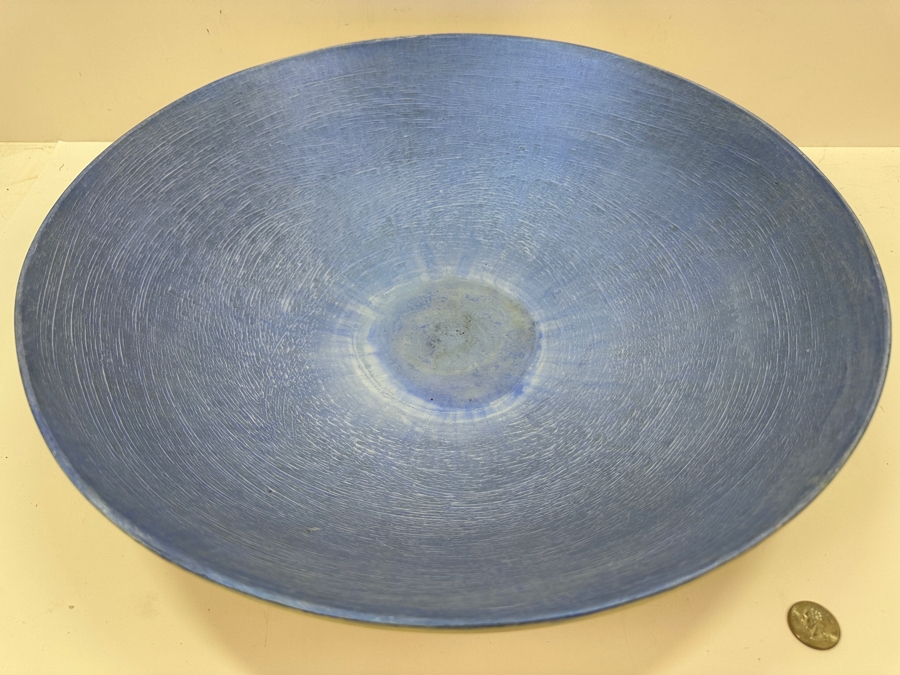 Gerrit Greve (1948-2024, Cardiff by the Sea, CA) Original Acrylic Painted Vessel Bowl (These Were Coupled With His Paintings) 18W X 4.5H	 [Photo 2]