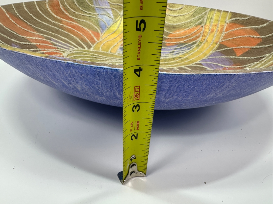 Gerrit Greve (1948-2024, Cardiff by the Sea, CA) Original Acrylic Sand Painted Vessel Bowl (These Were Coupled With His Paintings) 17.75W X 3.75H [Photo 11]