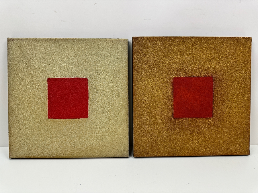 Gerrit Greve (1948-2024, Cardiff by the Sea, CA) (4) Original Acrylic Sand Paintings On Canvas 2010 Each 12' X 12' (Two Are Signed Verso) Estimate $576 - $720 [Photo 2]