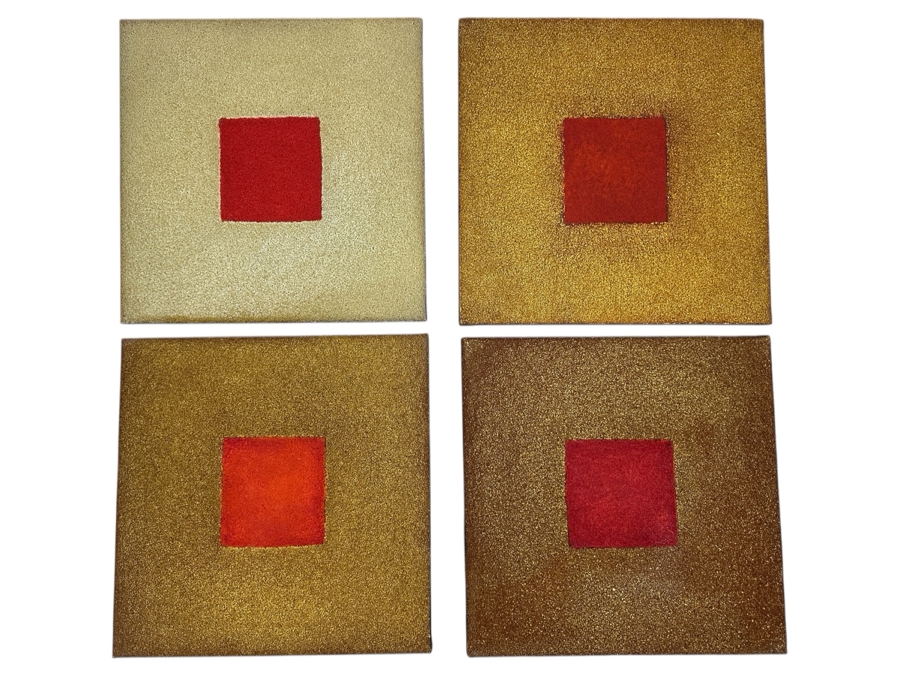 Gerrit Greve (1948-2024, Cardiff by the Sea, CA) (4) Original Acrylic Sand Paintings On Canvas 2010 Each 12' X 12' (Two Are Signed Verso) Estimate $576 - $720 [Photo 1]