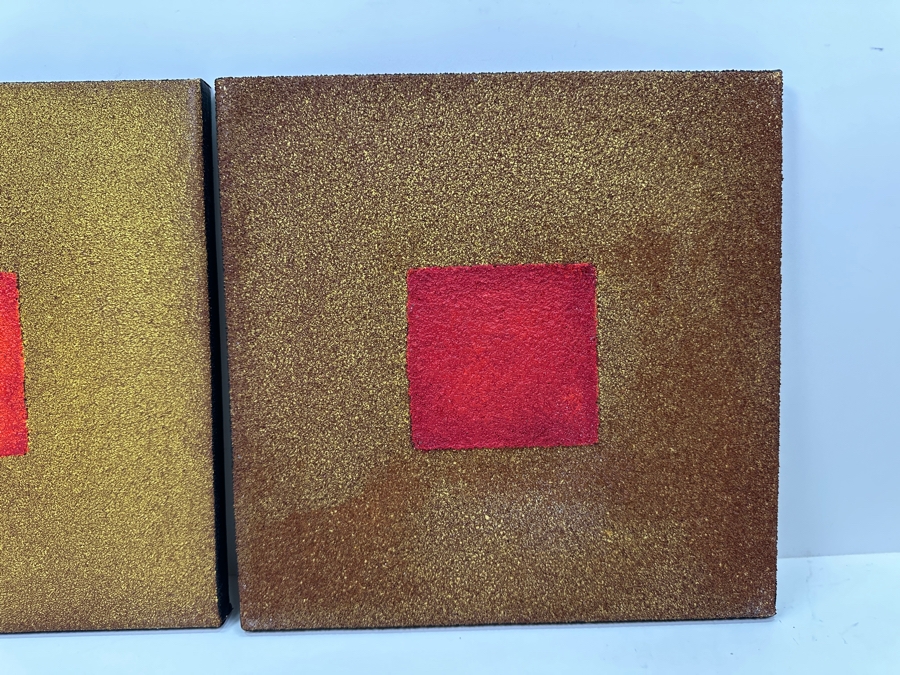 Gerrit Greve (1948-2024, Cardiff by the Sea, CA) (4) Original Acrylic Sand Paintings On Canvas 2010 Each 12' X 12' (Two Are Signed Verso) Estimate $576 - $720 [Photo 6]