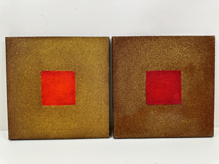 Gerrit Greve (1948-2024, Cardiff by the Sea, CA) (4) Original Acrylic Sand Paintings On Canvas 2010 Each 12' X 12' (Two Are Signed Verso) Estimate $576 - $720 [Photo 4]