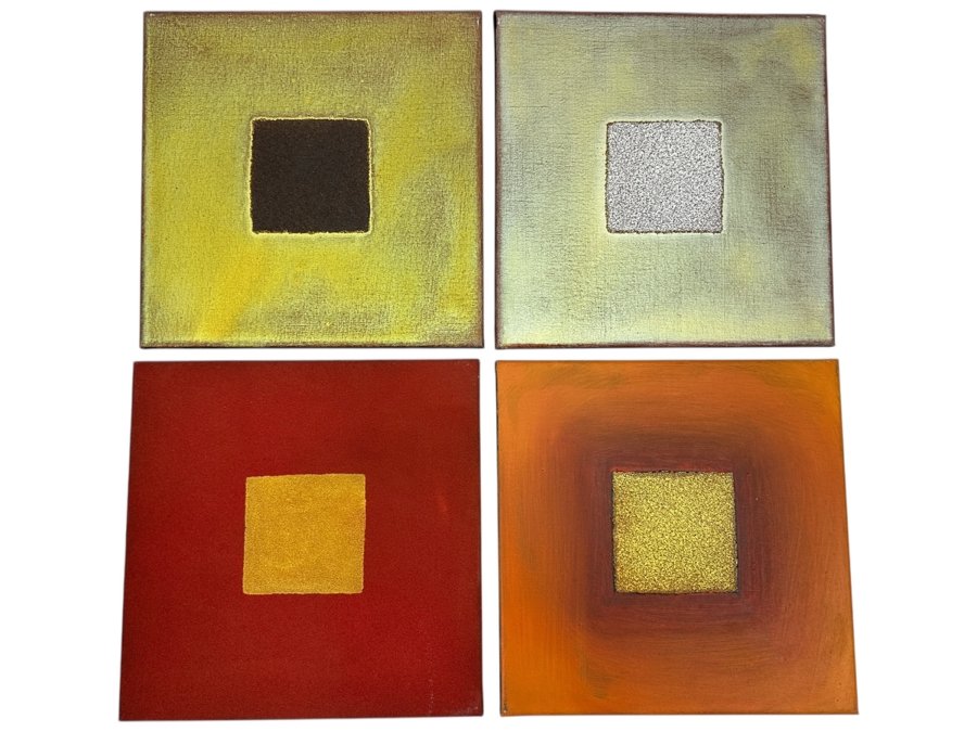 Gerrit Greve (1948-2024, Cardiff by the Sea, CA) (4) Original Acrylic Sand Paintings On Canvas 2010 Each 12' X 12' (Two Are Signed Verso) Estimate $576 - $720 [Photo 1]