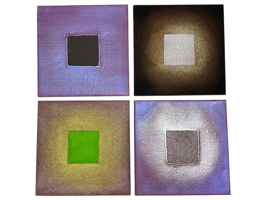 Gerrit Greve (1948-2024, Cardiff by the Sea, CA) (4) Original Acrylic Sand Paintings On Canvas 2010 Each 12' X 12' (Three Are Signed Verso) Estimate $576 - $720 [Photo 1]