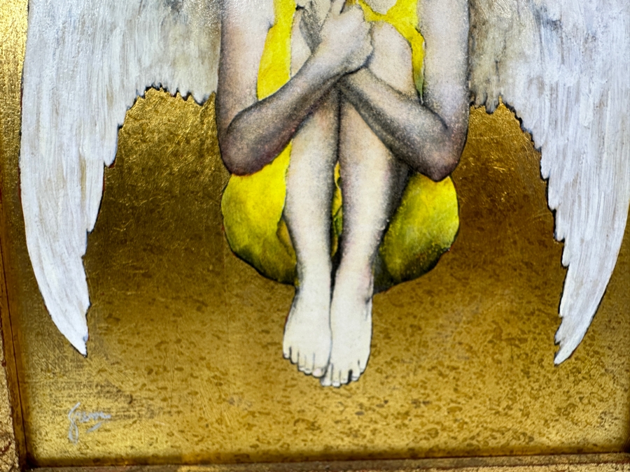 Gerrit Greve (1948-2024, Cardiff by the Sea, CA) Original Acrylic Painting On Canvas Titled 'The Unknown Angel' 1998 Signed Lower Left 8' X 10' Framed 16.5' X 18.5' Estimate $80 - $100 [Photo 4]