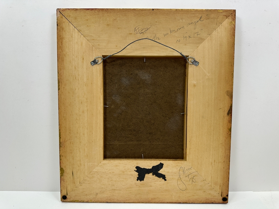 Gerrit Greve (1948-2024, Cardiff by the Sea, CA) Original Acrylic Painting On Canvas Titled 'The Unknown Angel' 1998 Signed Lower Left 8' X 10' Framed 16.5' X 18.5' Estimate $80 - $100 [Photo 7]