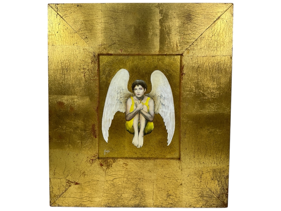 Gerrit Greve (1948-2024, Cardiff by the Sea, CA) Original Acrylic Painting On Canvas Titled 'The Unknown Angel' 1998 Signed Lower Left 8' X 10' Framed 16.5' X 18.5' Estimate $80 - $100 [Photo 1]