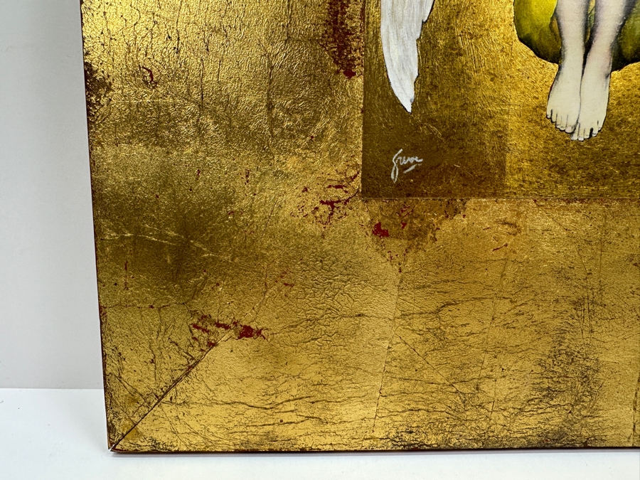 Gerrit Greve (1948-2024, Cardiff by the Sea, CA) Original Acrylic Painting On Canvas Titled 'The Unknown Angel' 1998 Signed Lower Left 8' X 10' Framed 16.5' X 18.5' Estimate $80 - $100 [Photo 6]