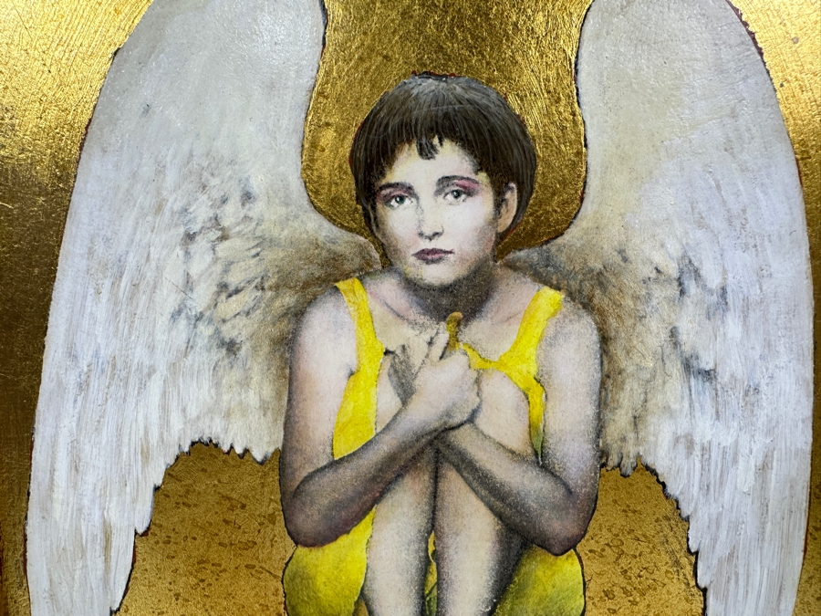 Gerrit Greve (1948-2024, Cardiff by the Sea, CA) Original Acrylic Painting On Canvas Titled 'The Unknown Angel' 1998 Signed Lower Left 8' X 10' Framed 16.5' X 18.5' Estimate $80 - $100 [Photo 3]