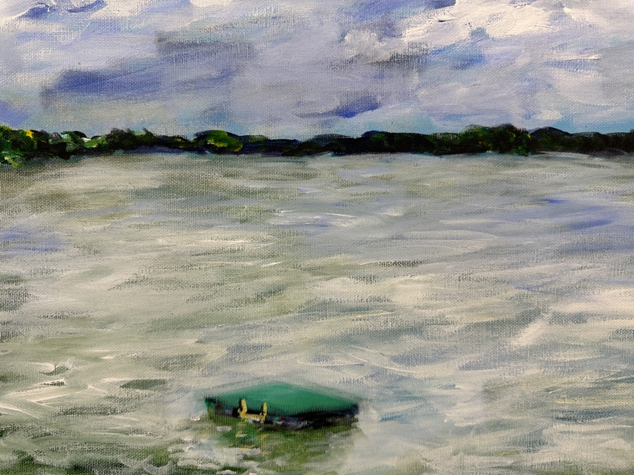 Gerrit Greve (1948-2024, Cardiff by the Sea, CA) Original Acrylic Painting On Canvas Titled 'Prior Lake #1' 1992 Signed Lower Left And Verso 15' X 30' Estimate $450 - $563 [Photo 4]