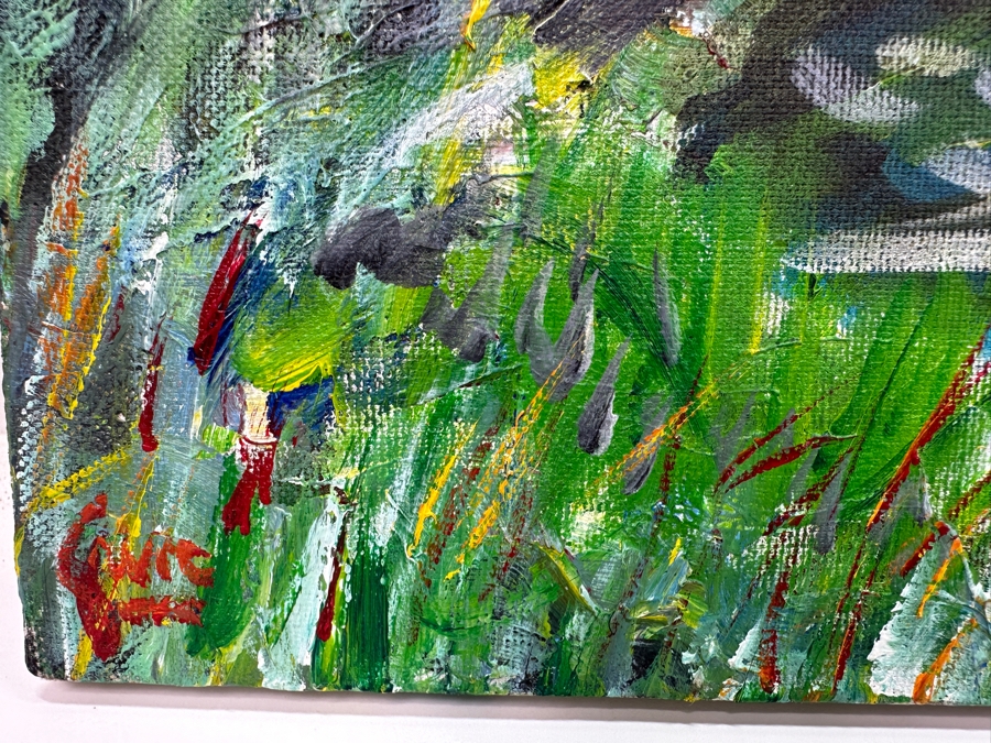 Gerrit Greve (1948-2024, Cardiff by the Sea, CA) Original Acrylic Painting On Canvas Titled 'Prior Lake #1' 1992 Signed Lower Left And Verso 15' X 30' Estimate $450 - $563 [Photo 5]