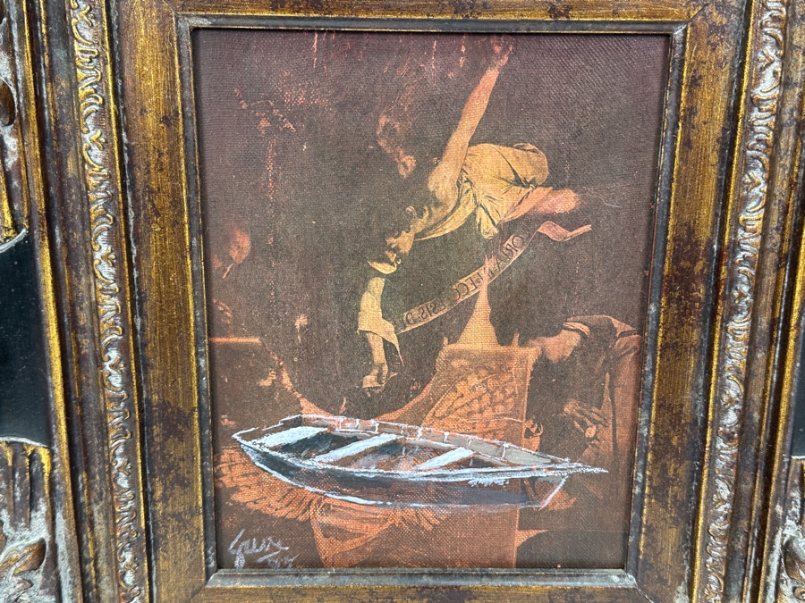 Gerrit Greve (1948-2024, Cardiff by the Sea, CA) Original Acrylic And Carbon Transfer Painting On Canvas Signed Lower Left 8' X 10' Framed 17' X 19' Estimate $80 - $100 [Photo 1]