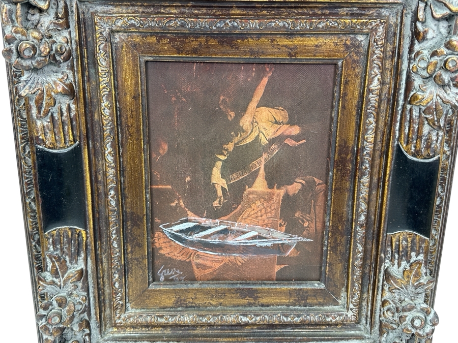 Gerrit Greve (1948-2024, Cardiff by the Sea, CA) Original Acrylic And Carbon Transfer Painting On Canvas Signed Lower Left 8' X 10' Framed 17' X 19' Estimate $80 - $100 [Photo 2]