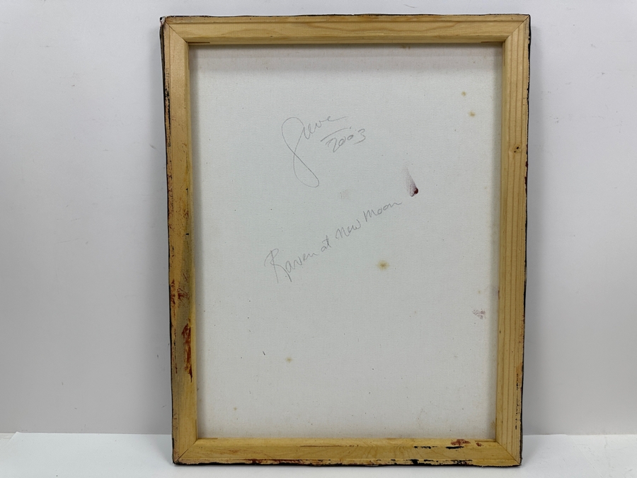 Gerrit Greve (1948-2024, Cardiff by the Sea, CA) Original Acrylic Sand Painting On Canvas Titled 'Raven at New Moon' 2003 Signed Verso 16' X 20' Estimate $320 - $400 [Photo 4]