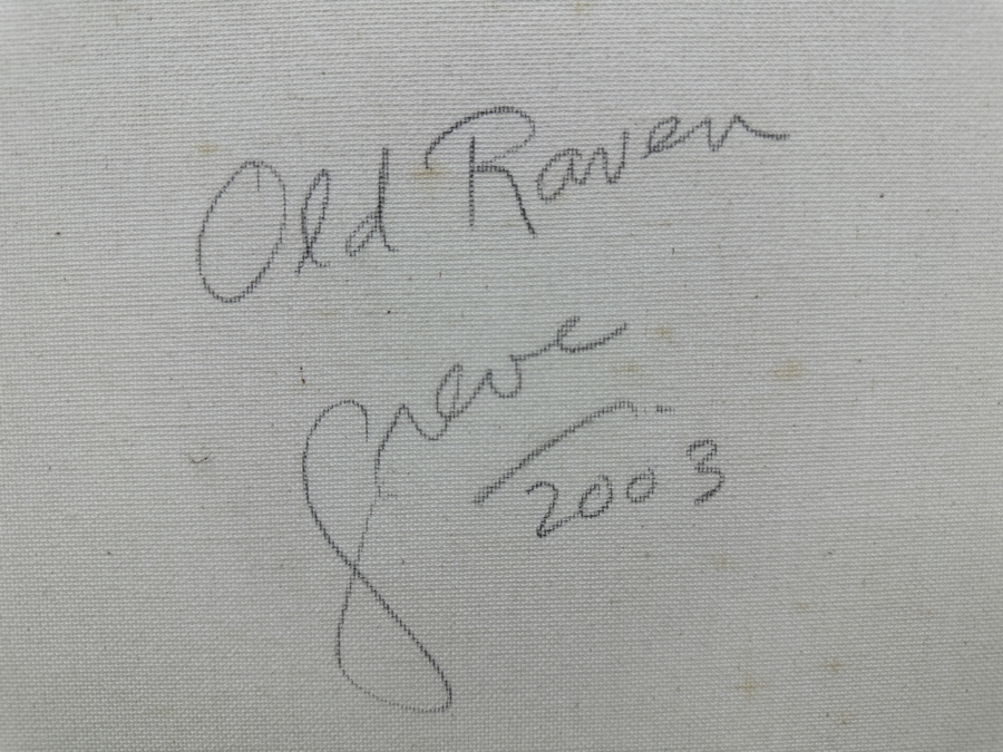Gerrit Greve (1948-2024, Cardiff by the Sea, CA) Original Acrylic Sand Painting On Canvas Titled 'Old Raven' 2003 Signed Verso 16' X 20' Estimate $320 - $400 [Photo 6]