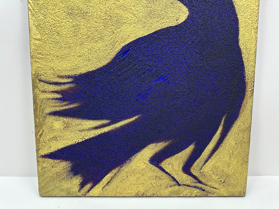 Gerrit Greve (1948-2024, Cardiff by the Sea, CA) Original Acrylic Sand Painting On Canvas Titled 'Old Raven' 2003 Signed Verso 16' X 20' Estimate $320 - $400 [Photo 3]