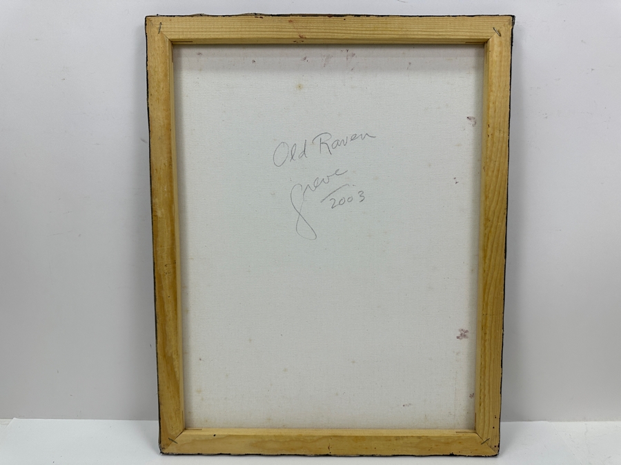 Gerrit Greve (1948-2024, Cardiff by the Sea, CA) Original Acrylic Sand Painting On Canvas Titled 'Old Raven' 2003 Signed Verso 16' X 20' Estimate $320 - $400 [Photo 5]