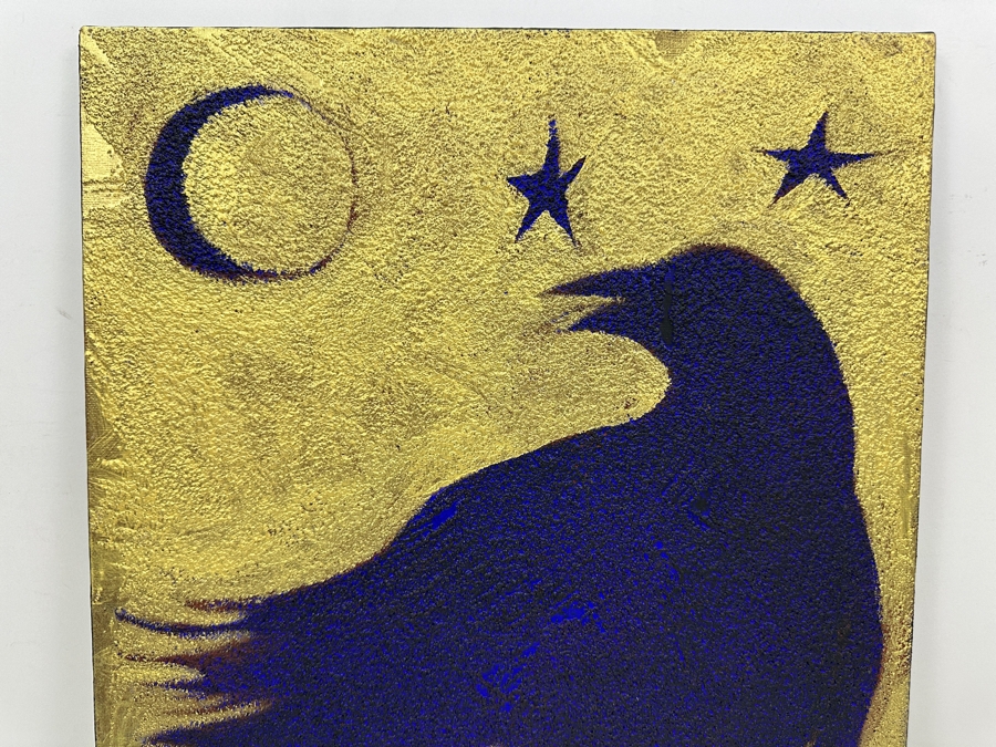 Gerrit Greve (1948-2024, Cardiff by the Sea, CA) Original Acrylic Sand Painting On Canvas Titled 'Old Raven' 2003 Signed Verso 16' X 20' Estimate $320 - $400 [Photo 2]