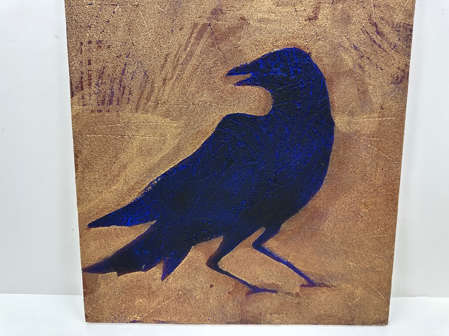 Gerrit Greve (1948-2024, Cardiff by the Sea, CA) Original Acrylic Sand Painting On Canvas Titled 'Raven Artifact' 2003 Signed Verso 16' X 20' Estimate $320 - $400 [Photo 2]