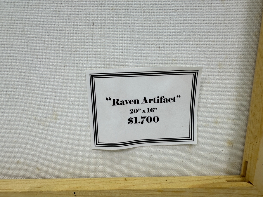 Gerrit Greve (1948-2024, Cardiff by the Sea, CA) Original Acrylic Sand Painting On Canvas Titled 'Raven Artifact' 2003 Signed Verso 16' X 20' Estimate $320 - $400 [Photo 5]