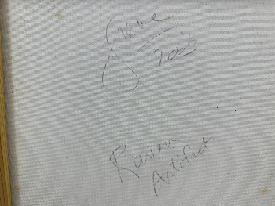 Gerrit Greve (1948-2024, Cardiff by the Sea, CA) Original Acrylic Sand Painting On Canvas Titled 'Raven Artifact' 2003 Signed Verso 16' X 20' Estimate $320 - $400 [Photo 4]