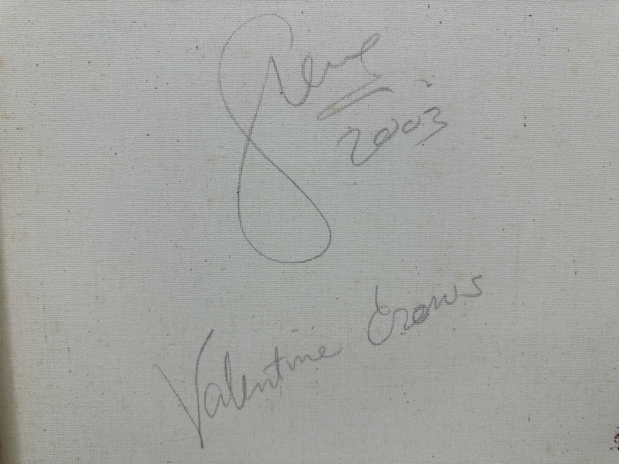 Gerrit Greve (1948-2024, Cardiff by the Sea, CA) Original Acrylic Sand Painting On Canvas Titled 'Valentine Crows' 2003 Signed Verso 16' X 20' Estimate $320 - $400 [Photo 6]