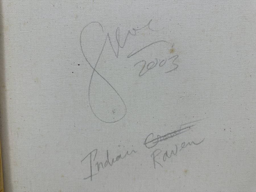 Gerrit Greve (1948-2024, Cardiff by the Sea, CA) Original Acrylic Sand Painting On Canvas Titled 'Indian Raven' 2003 Signed Verso 16' X 20' Estimate $320 - $400 [Photo 6]