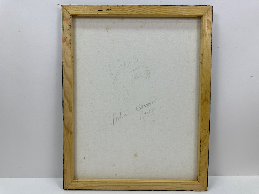 Gerrit Greve (1948-2024, Cardiff by the Sea, CA) Original Acrylic Sand Painting On Canvas Titled 'Indian Raven' 2003 Signed Verso 16' X 20' Estimate $320 - $400 [Photo 5]