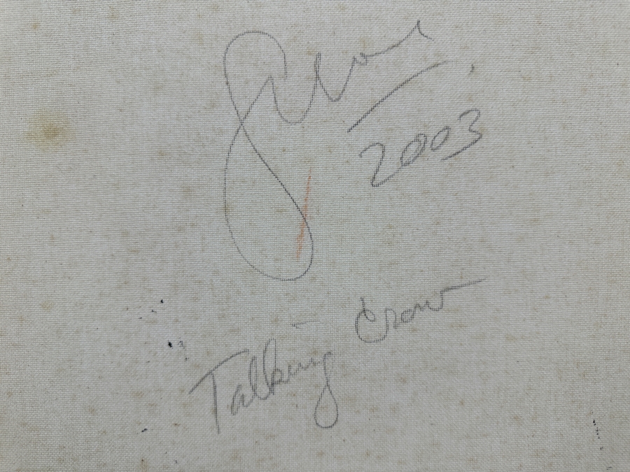 Gerrit Greve (1948-2024, Cardiff by the Sea, CA) Original Acrylic Sand Painting On Canvas Titled 'Talking Crow' 2003 Signed Verso 16' X 20' Estimate $320 - $400 [Photo 5]