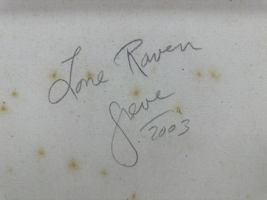Gerrit Greve (1948-2024, Cardiff by the Sea, CA) Original Acrylic Sand Painting On Canvas Titled 'Lone Raven' 2003 Signed Verso 16' X 20' Estimate $320 - $400 [Photo 5]