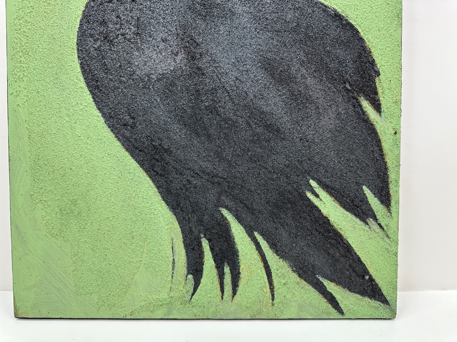 Gerrit Greve (1948-2024, Cardiff by the Sea, CA) Original Acrylic Sand Painting On Canvas Titled 'Lone Raven' 2003 Signed Verso 16' X 20' Estimate $320 - $400 [Photo 3]