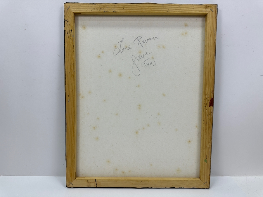 Gerrit Greve (1948-2024, Cardiff by the Sea, CA) Original Acrylic Sand Painting On Canvas Titled 'Lone Raven' 2003 Signed Verso 16' X 20' Estimate $320 - $400 [Photo 4]