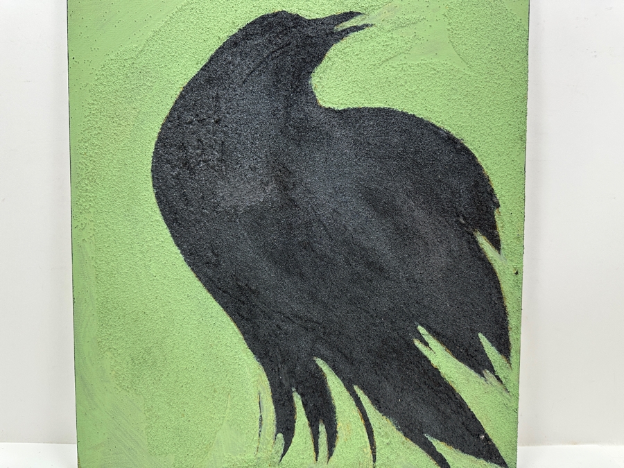 Gerrit Greve (1948-2024, Cardiff by the Sea, CA) Original Acrylic Sand Painting On Canvas Titled 'Lone Raven' 2003 Signed Verso 16' X 20' Estimate $320 - $400 [Photo 2]