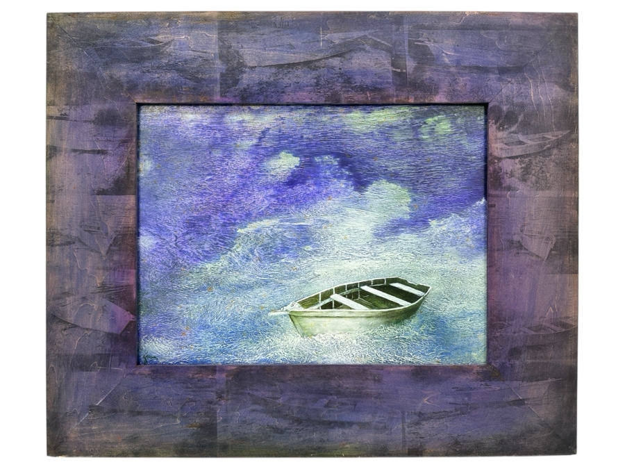 Gerrit Greve (1948-2024, Cardiff by the Sea, CA) Original Acrylic Painting On Canvas Titled 'Safe in the Storm' 1998 Signed Lower Left And Verso 16' X 12' Carbon Transfer Framed 23.5' X 20' Estimate $300 - $400