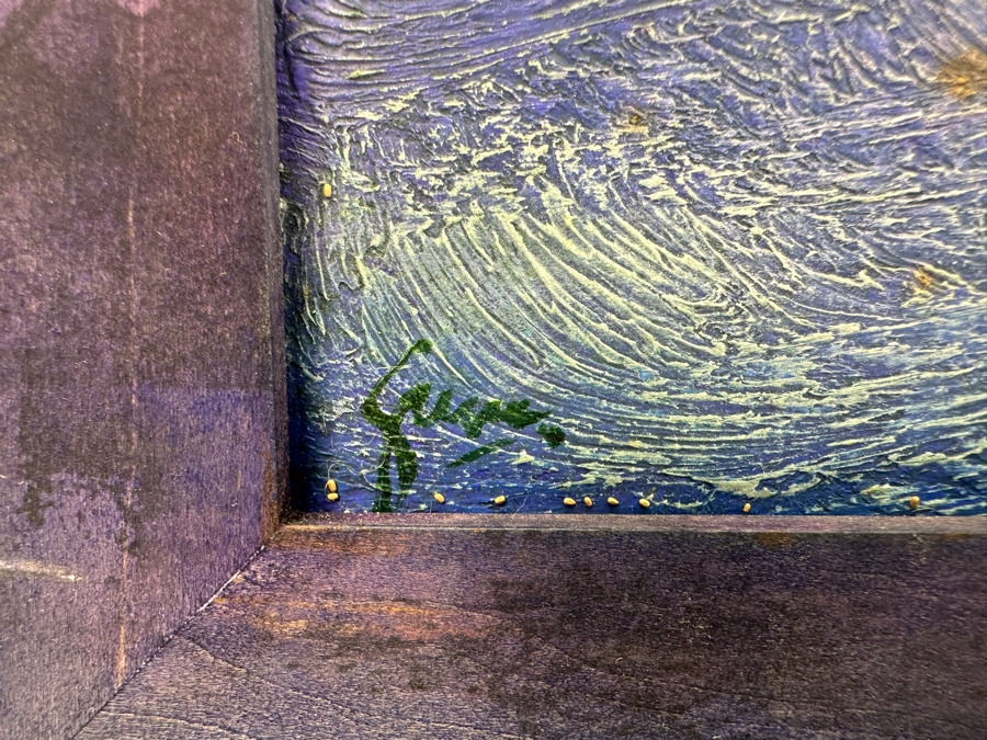 Gerrit Greve (1948-2024, Cardiff by the Sea, CA) Original Acrylic Painting On Canvas Titled 'Safe in the Storm' 1998 Signed Lower Left And Verso 16' X 12' Carbon Transfer Framed 23.5' X 20' Estimate $300 - $400 [Photo 4]