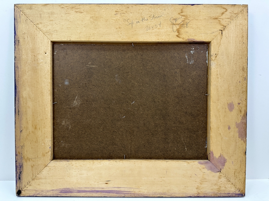 Gerrit Greve (1948-2024, Cardiff by the Sea, CA) Original Acrylic Painting On Canvas Titled 'Safe in the Storm' 1998 Signed Lower Left And Verso 16' X 12' Carbon Transfer Framed 23.5' X 20' Estimate $300 - $400 [Photo 14]